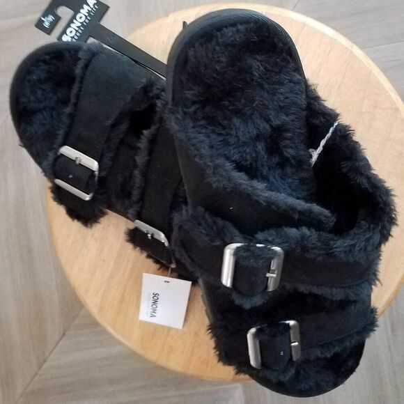 Sonoma Faux Suede Footbed Slide Sandals - Picture 1 of 2